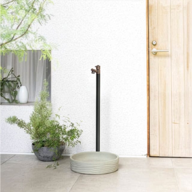 信楽焼 屋内灯 水玉黒 高さ１６cm オンリーワン 水栓パン 信楽焼水鉢 リブル TK3-ESG マットブラック