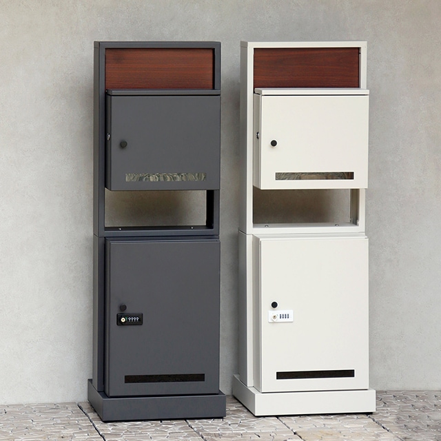 MOJYU 門柱型宅配ボックス付ポスト Milo ミロ PBX-135(ダークグレー