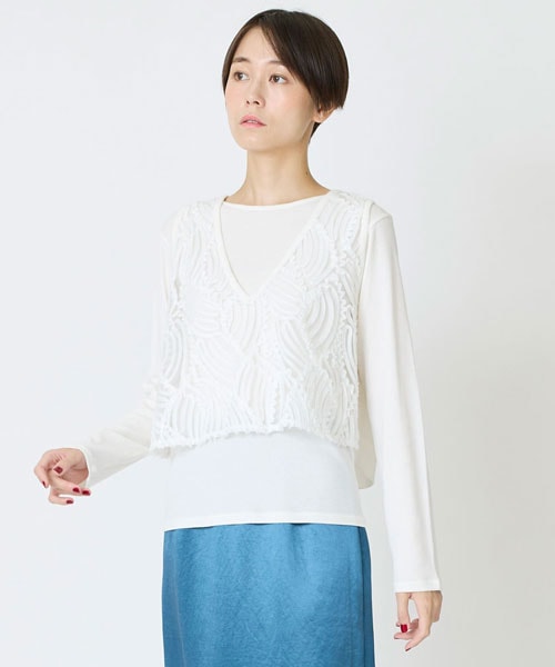 テープレース×ニットベスト