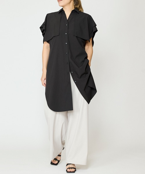 エステルブロードロングシャツ