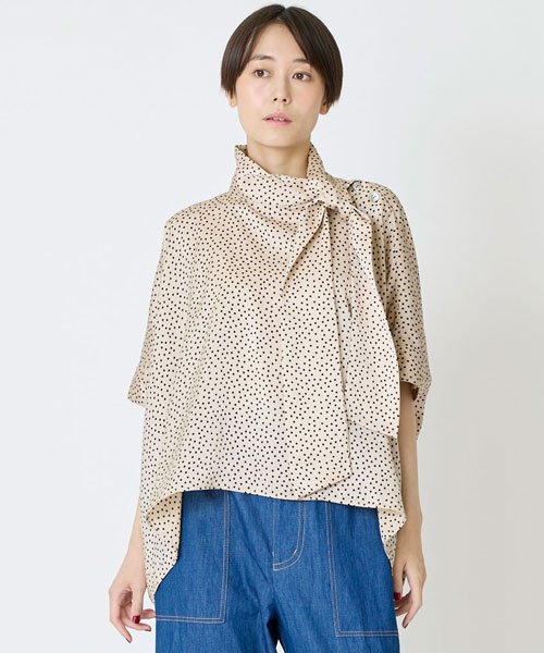 シルデューサテンドットブラウス
