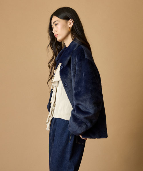 フェイクファーショートコート