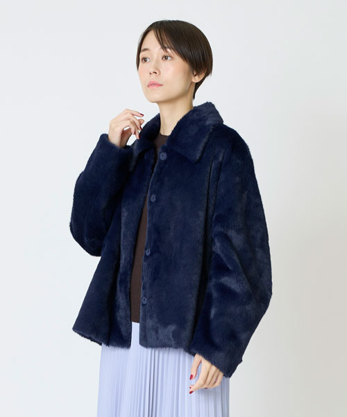 フェイクファーショートコート