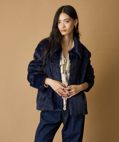 フェイクファーショートコート