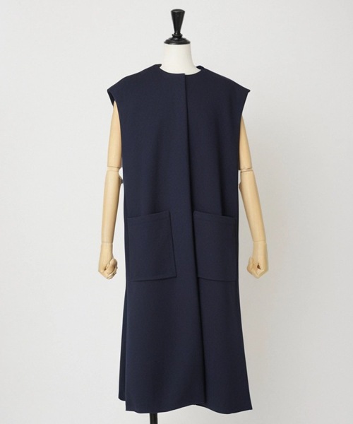 カシミヤ混ダブルクロスロングジレ【11/12以降お届け】