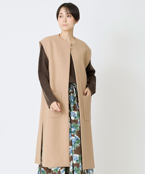 カシミヤ混ダブルクロスロングジレ【11/12以降お届け】 | ベスト