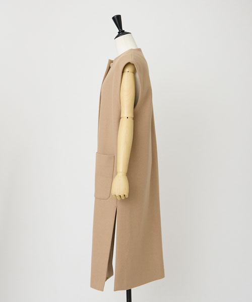 カシミヤ混ダブルクロスロングジレ【11/12以降お届け】