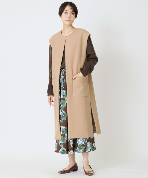 カシミヤ混ダブルクロスロングジレ【11/12以降お届け】 | ベスト