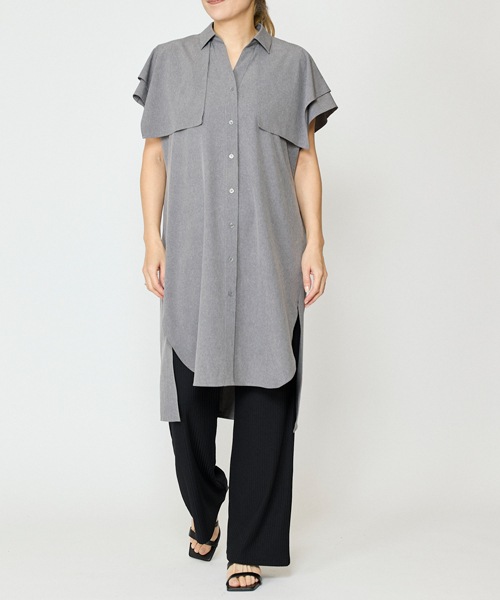 エステルブロードロングシャツ