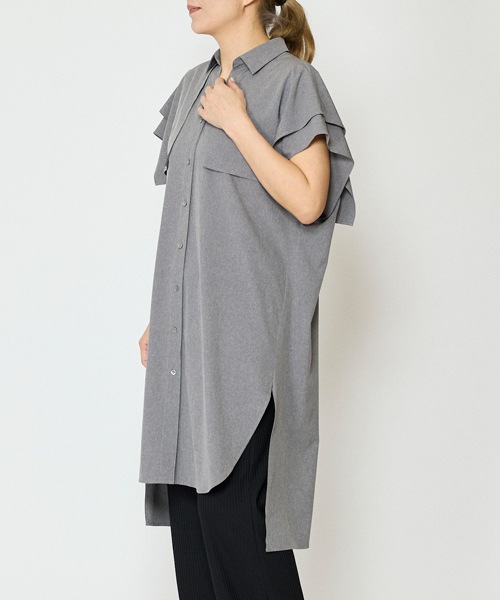 エステルブロードロングシャツ