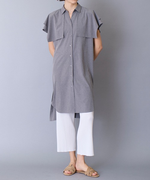 エステルブロードロングシャツ