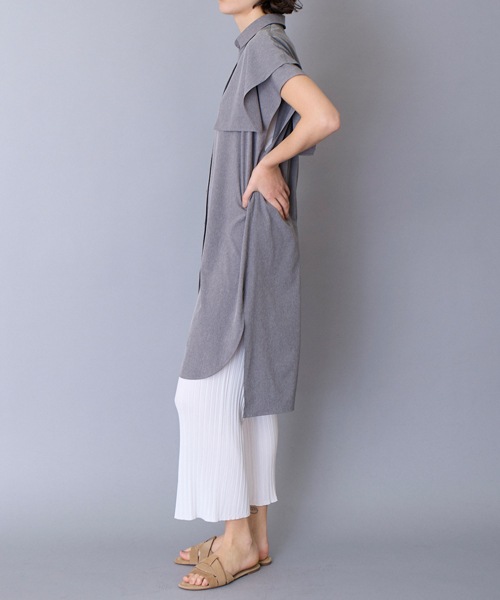 エステルブロードロングシャツ