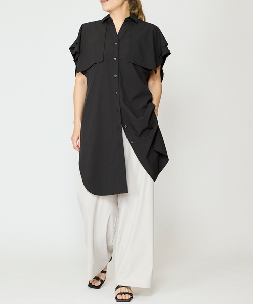 エステルブロードロングシャツ
