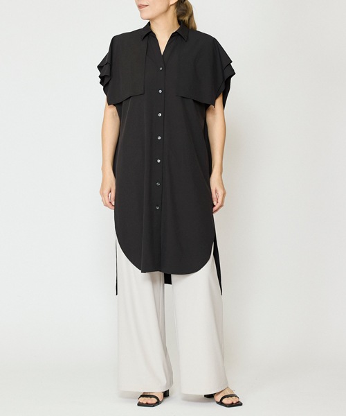 エステルブロードロングシャツ