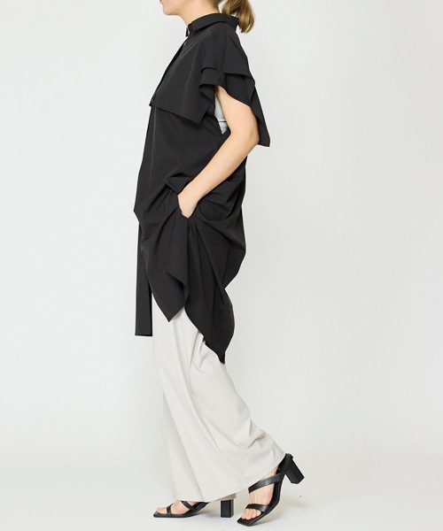 エステルブロードロングシャツ