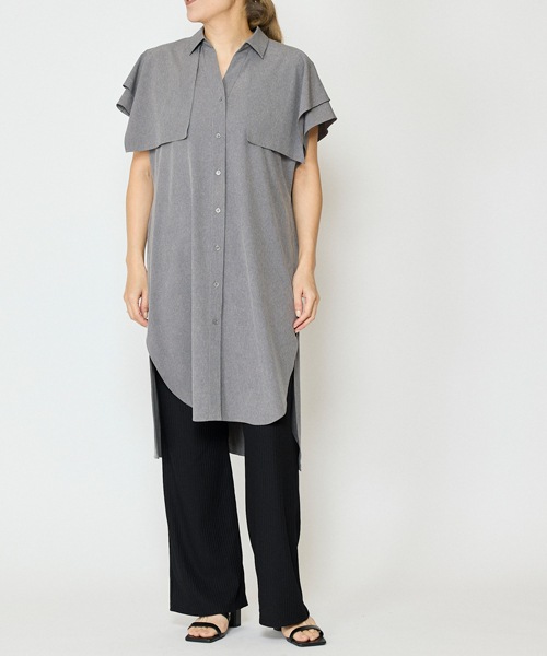 エステルブロードロングシャツ