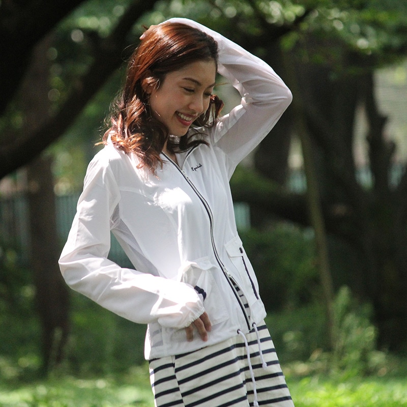 【メッシュ入り マリンスタイル UVケア ジャケット】メッシュＵＶマリンパーカー　ホワイト　エポカル　紫外線対策