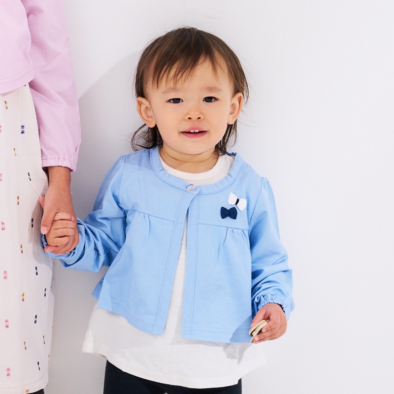 UVカットリボンモチーフボレロ　子ども用カーディガン　紫外線対策