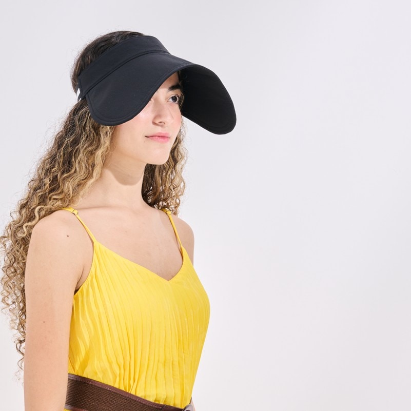 【上品ブラックは通年使える王道カラー】　つばの長さが選べる　UVカットサンバイザー　紫外線対策　エポカル