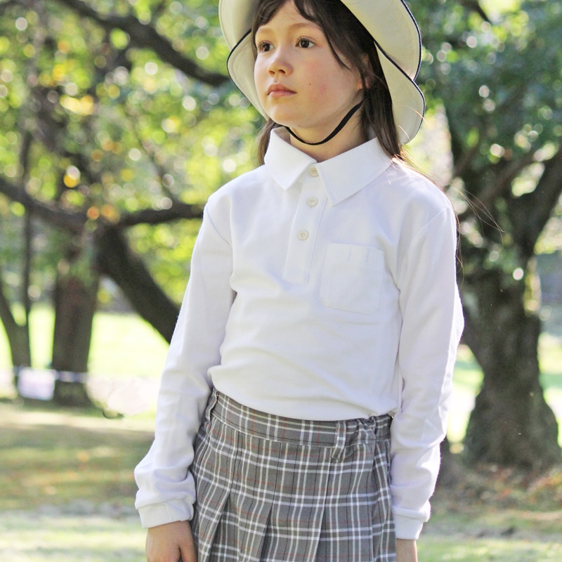 UVカットウェア　紫外線対策用　スクールポロシャツ　長袖　子供用　【日本学校保健会推薦製品】