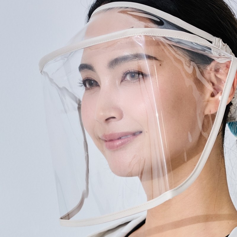 秋冬の直射日光紫外線をカット！　UVカット透明フェイスガード　フリーサイズ（マジックテープアジャスト付き）　顔の紫外線対策
