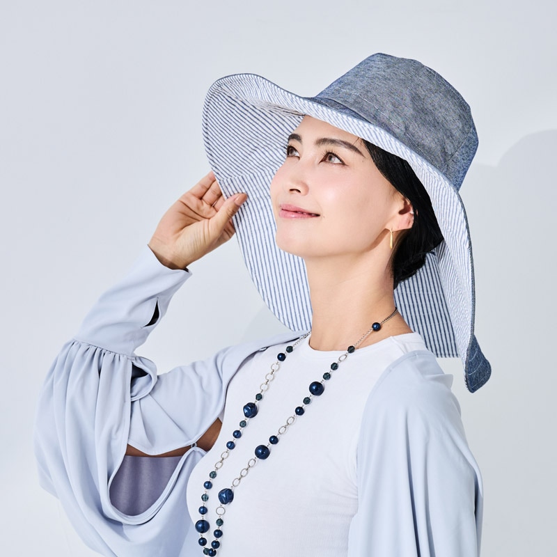 超つば長 UVカットロングブリムハット リバーシブル 紫外線対策 UV