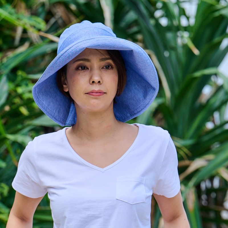 風に飛びにくい帽子をお探しの方におすすめ　UVカットジャストフィットハット　お顔を覆うように守る超軽量ハット