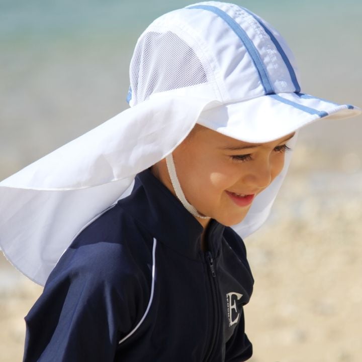 夏は水で濡らして気化熱で熱中症対策！　超軽量UVカットフラップ帽子（穴付き）　紫外線対策　エポカル