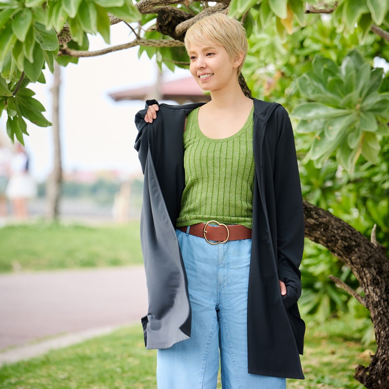 完売　マジック3WAYフード付きロングカーディガン　Trubeaute(R)（トゥルーボーテ）　グレー