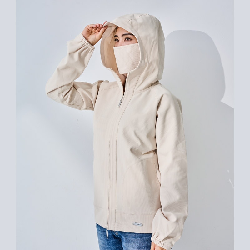 ご予約製品　3WAYフード付きプレミアムパーフェクトパーカー　ベージュ　エポックテックス