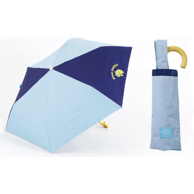 クッカヒッポ　子供用晴雨兼用折りたたみ傘　50ｃｍ　UVカット・遮光・遮熱　サックス×ネイビー
