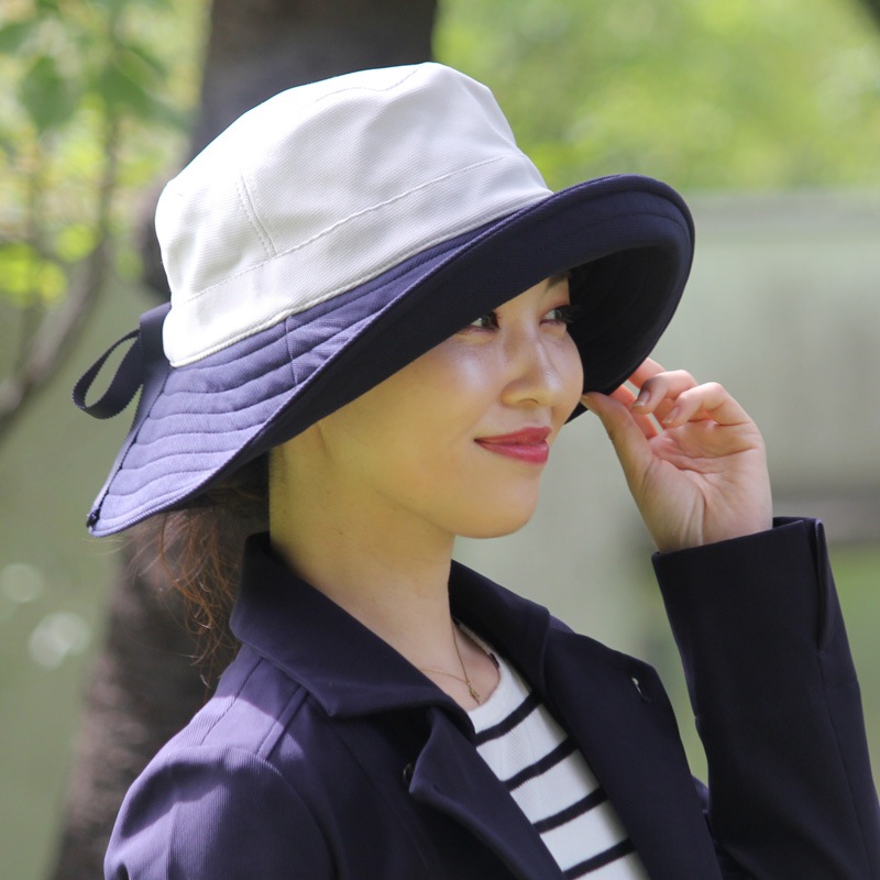 頭が熱くならないUVカット帽子　UVカット バイカラーノーブルハット（EPOCHTEX）　グレー×ネイビー　熱中症対策・紫外線対策