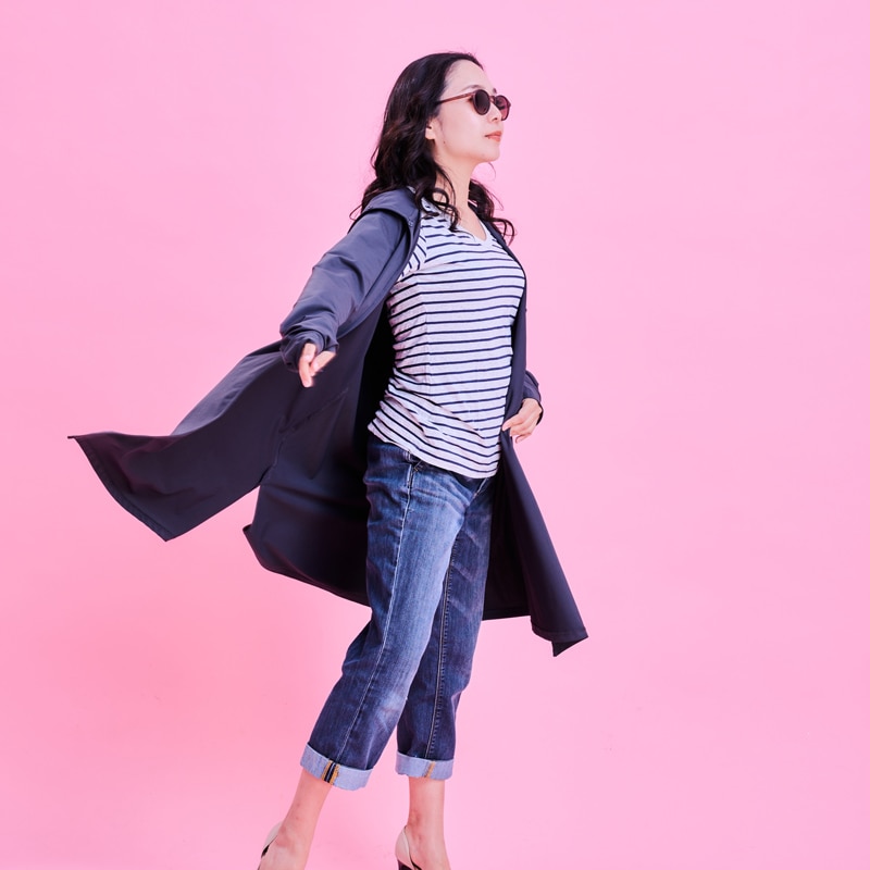 【近赤外線と紫外線をともにカットする】マジック3WAYフード付きロングカーディガン　Trubeaute(R)（トゥルーボーテ）　グレー