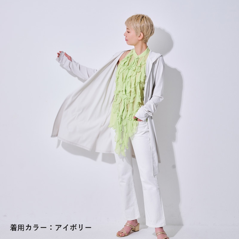 【近赤外線と紫外線をともにカットする】マジック3WAYフード付きロングカーディガン　Trubeaute(R)（トゥルーボーテ）　グレー