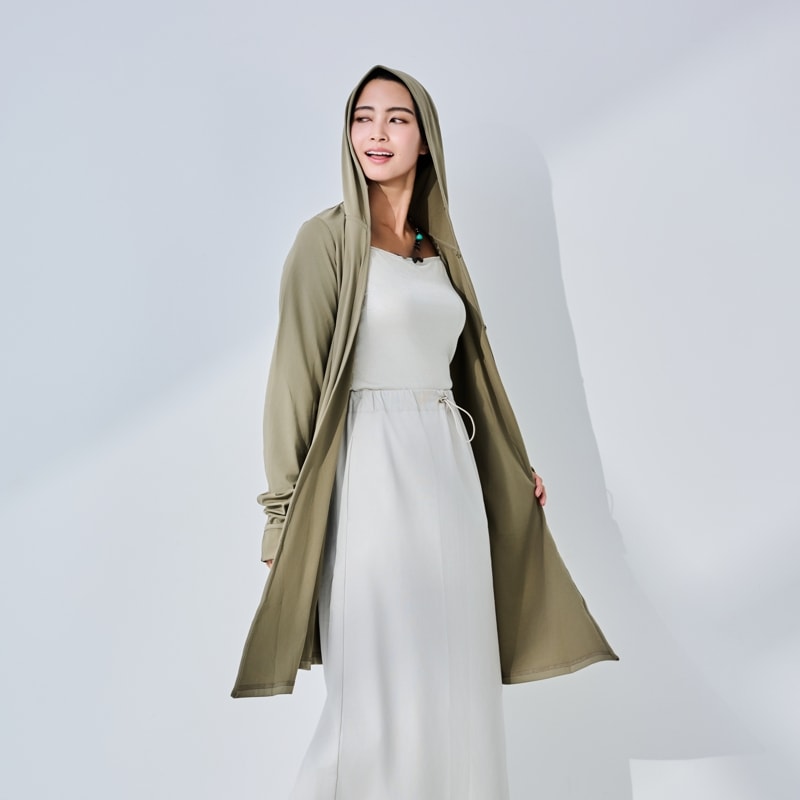 【美と健康を大切に】UVカットマジック3WAYフード付きロングカーディガン　エポカル