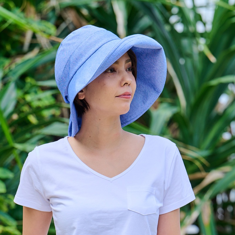 風に飛びにくい帽子をお探しの方におすすめ　UVカットジャストフィットハット　お顔を覆うように守る超軽量ハット