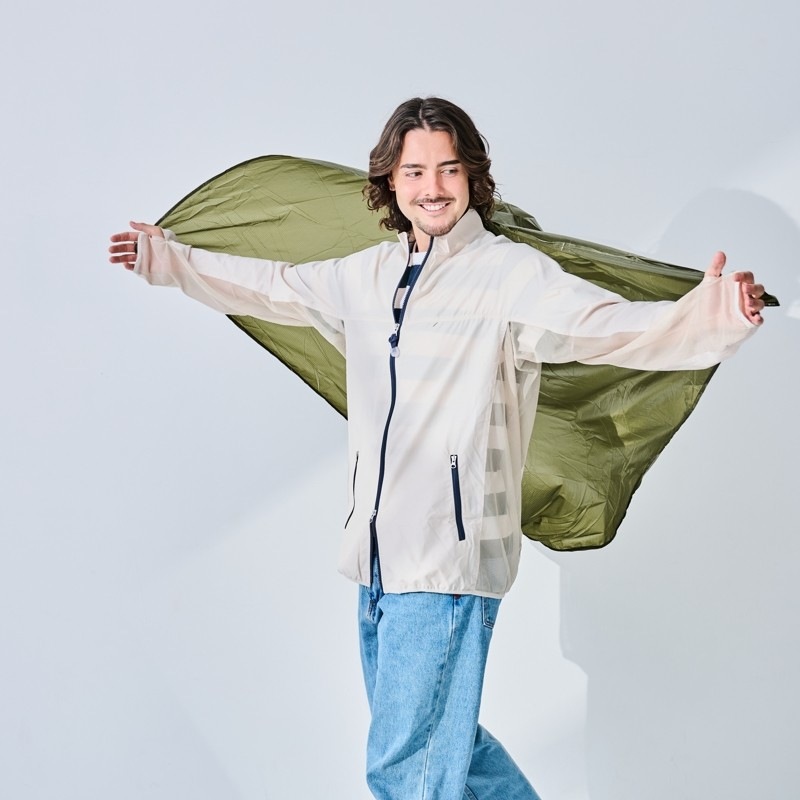 2WAY　サンブロックUVメッシュパーカー　超軽量・撥水マント付　【ベージュ】　紫外線対策　エポカル