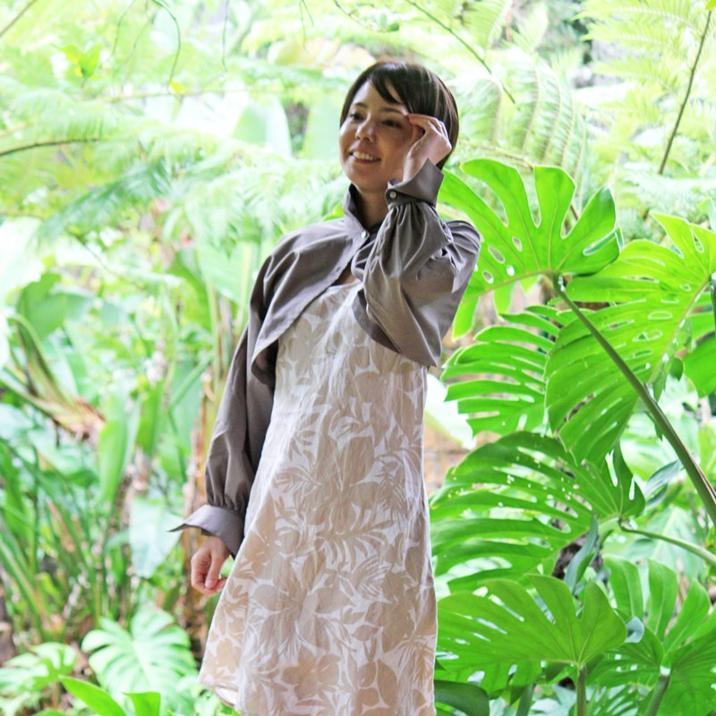 紫外線対策 UVカットパフスリーブボレロシャツ 濃カーキ エポカル