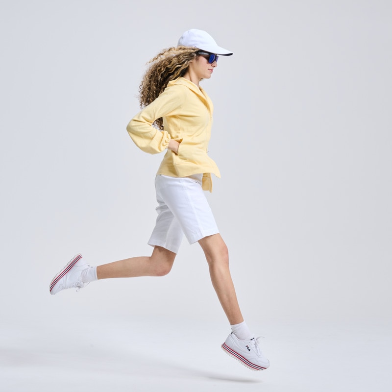 紫外線対策　リボンつきミドルパンツ