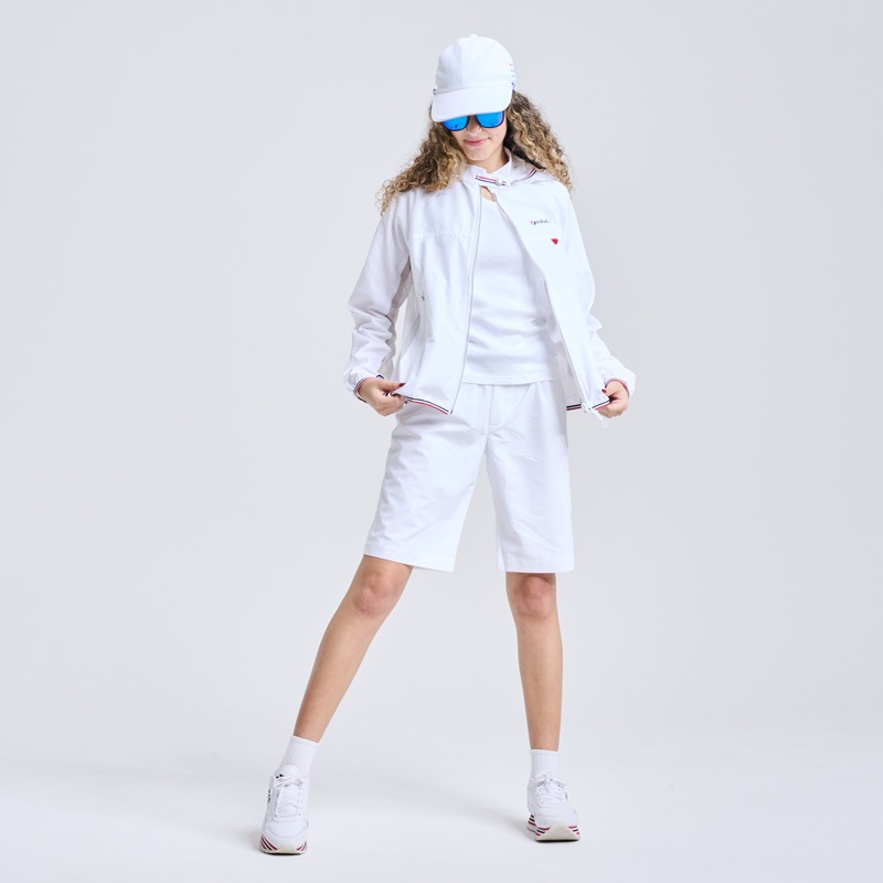 紫外線対策　リボンつきミドルパンツ