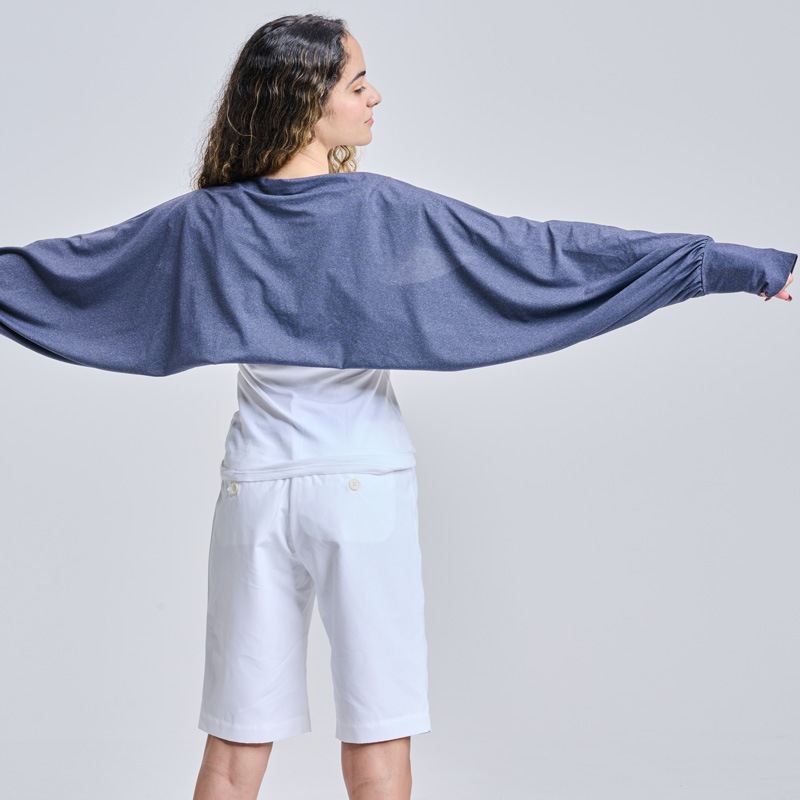 紫外線対策　リボンつきミドルパンツ