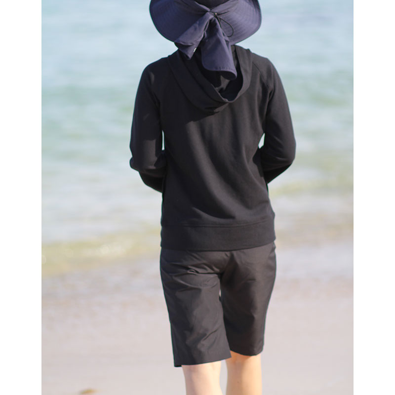 紫外線対策　リボンつきミドルパンツ