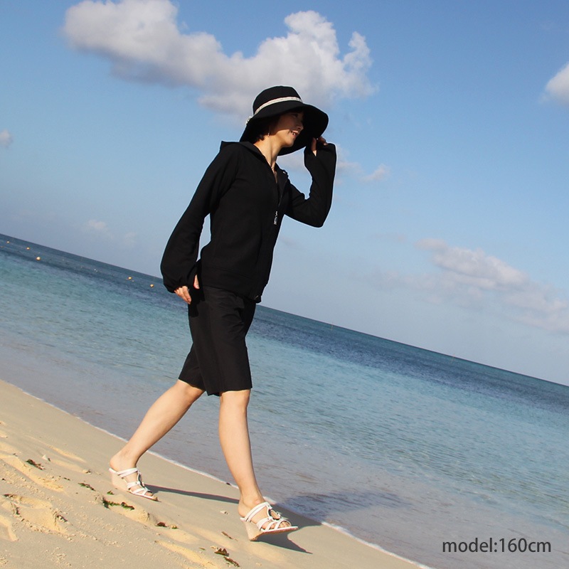 紫外線対策　リボンつきミドルパンツ