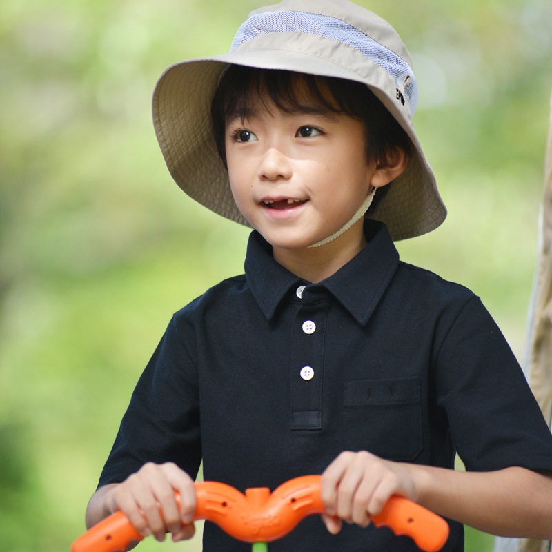 つばの形が崩れにくい風通しが良い UVカットエアスルーハット 無地 子供~大人 UVカット帽子
