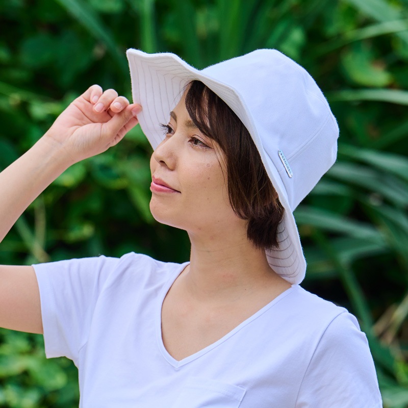 深く被れる柔らかい中折れハット　UVカット帽子　紫外線対策