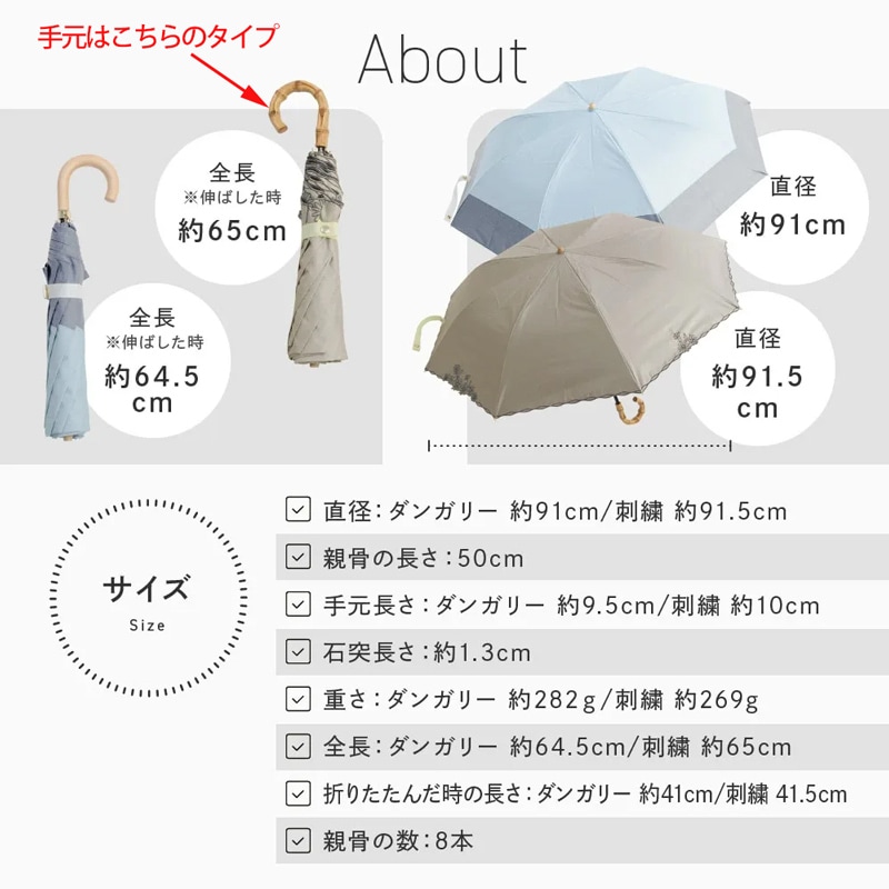 Ciel（シエル）晴雨兼用2段ミニ折りたたみ日傘　50ｃｍ　遮熱・遮光　オフホワイト