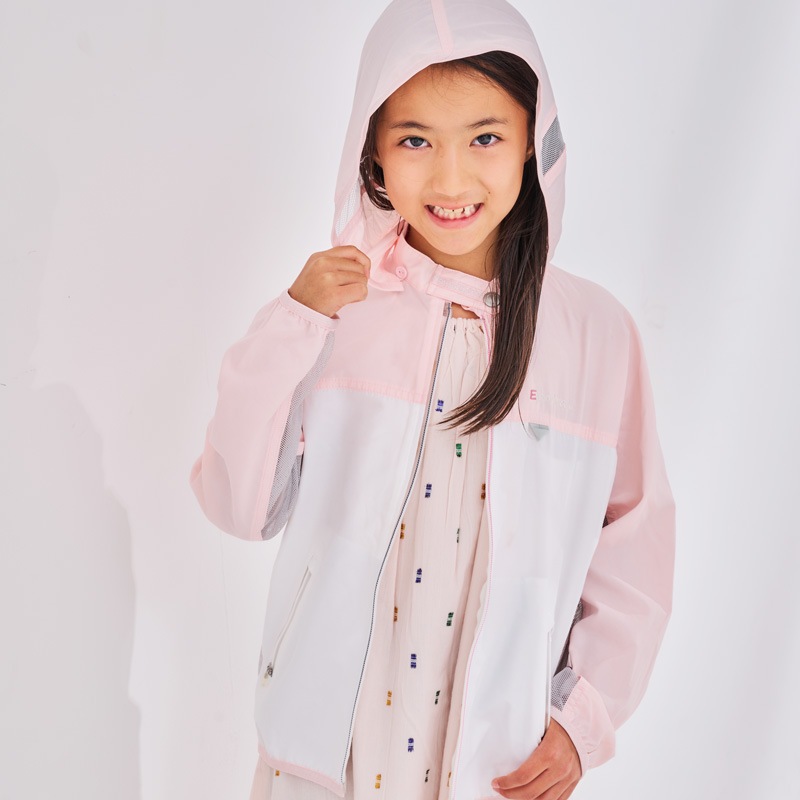 【お子様用　価値ある機能ウェア】　サンブロックＵＶメッシュパーカー　ピンク　紫外線対策＆熱中症対策ウェア