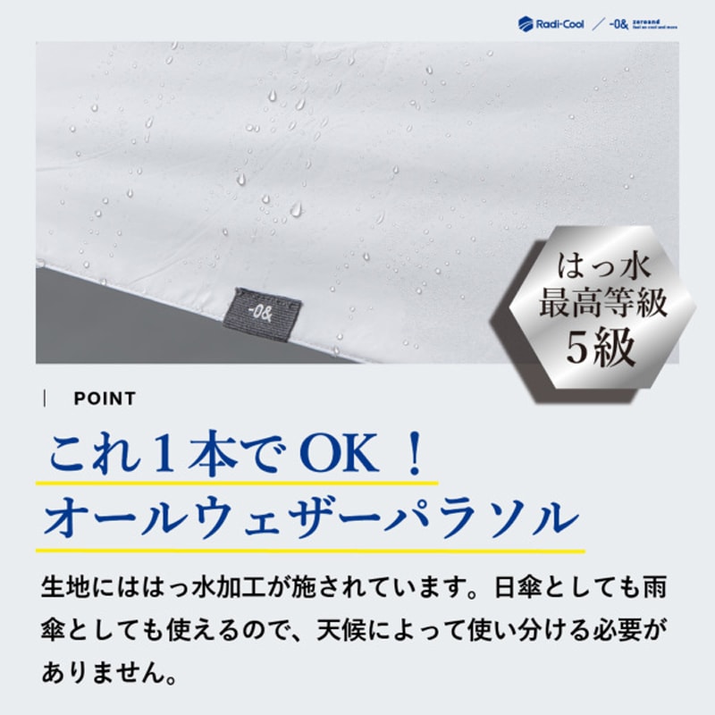 放射冷却技術を駆使した革新的な折畳日傘　ラディクール／ホワイト　遮熱・遮光・UVカット　58ｃｍ