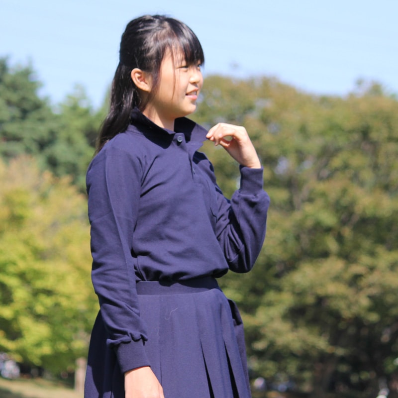 【UVカット率99%】ポロシャツ長袖 ホワイト 140・150cm きちんと感ある学校での紫外線対策