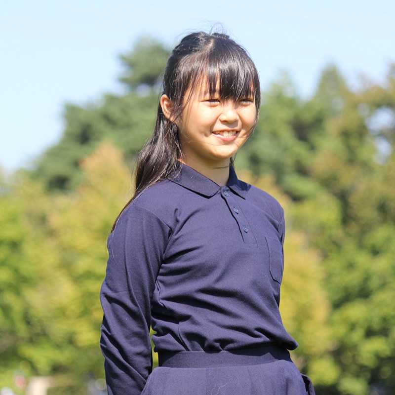 【UVカット率99%】ポロシャツ長袖 ホワイト 140・150cm きちんと感ある学校での紫外線対策